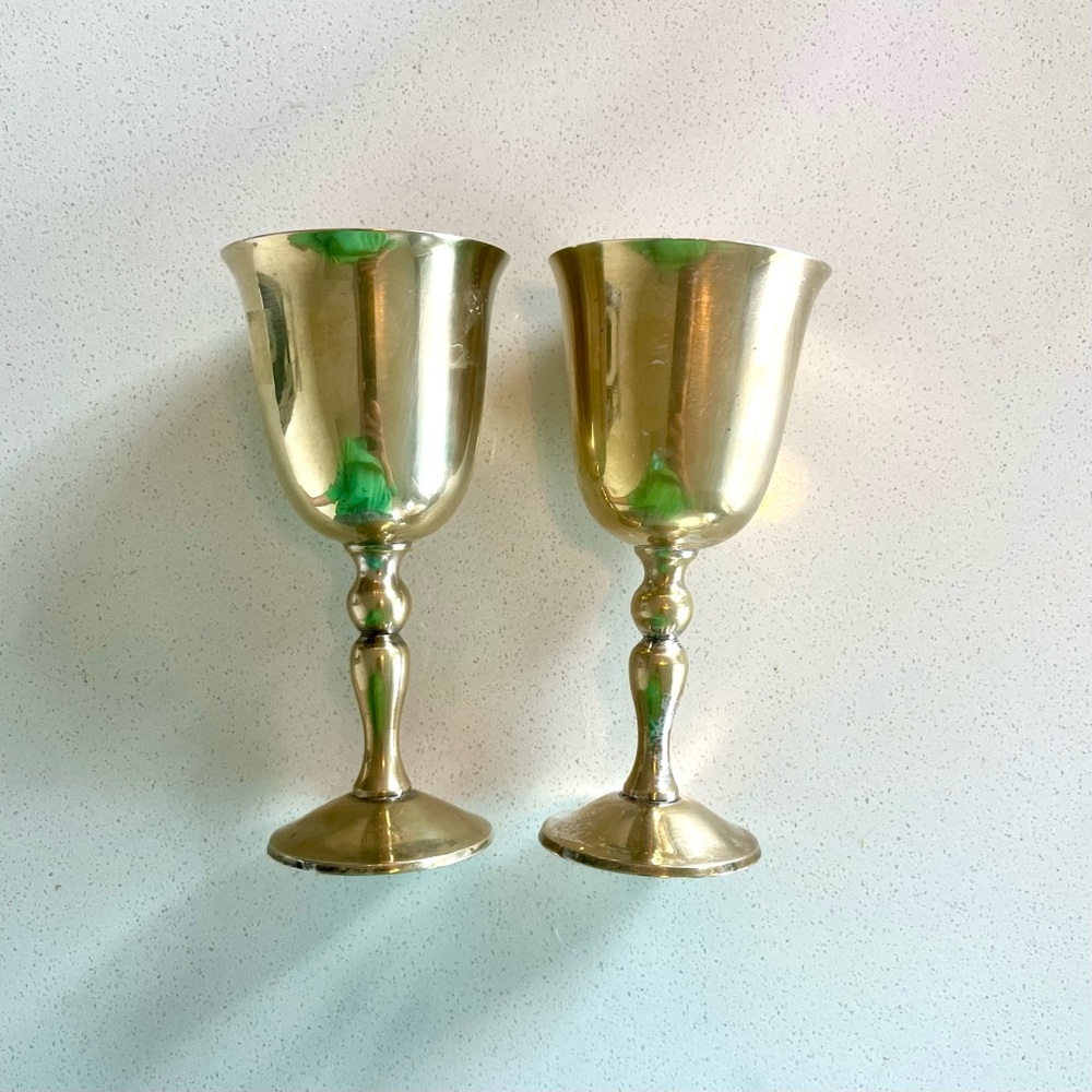 Pair of silver wine goblets / water glasses / wine glasses